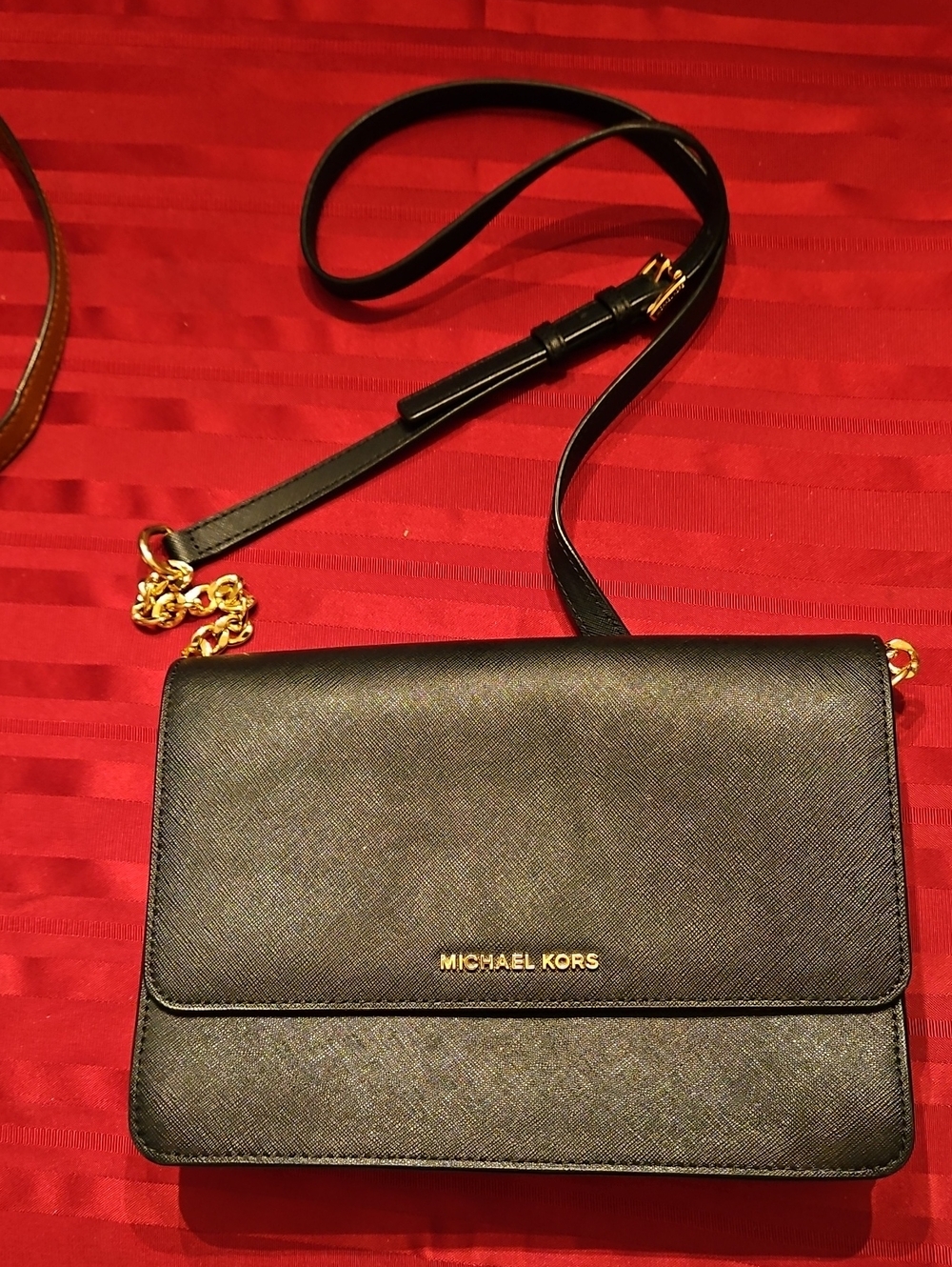 Michael Kors Black Crossbody Bag with Gold Hardware